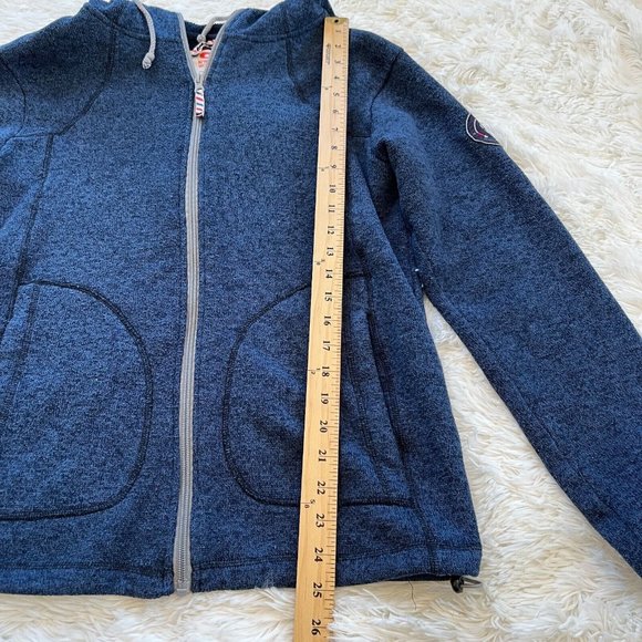 North Worn Mens Jacket Medium Blue Full Zip Hoodie Pockets Norwegian 157738 - Picture 6 of 9